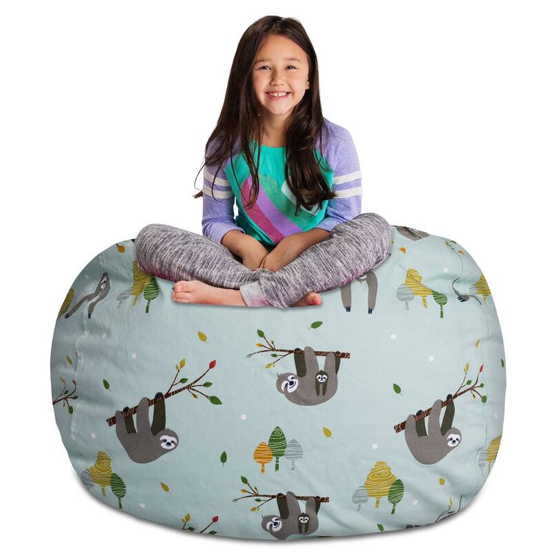 Kids Bean Bag Chair Cover Stuffed Animal Storage or Toy Organizer