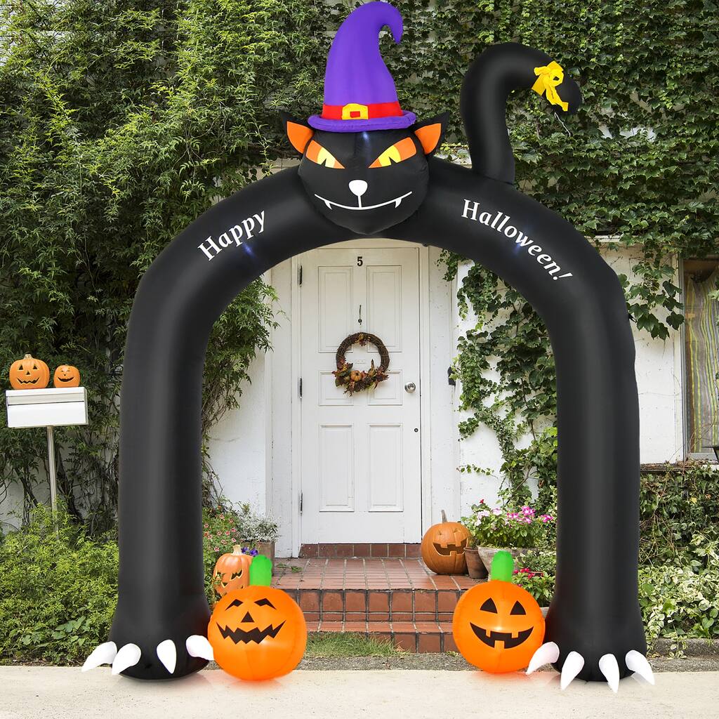 9FT Halloween Inflatable Cat Archway Blow-up Doorway Decoration