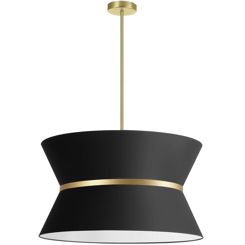 4 Light Chandelier - Aged Brass Pendant Light with Black Shade - Transitional Ceiling Light Fixture - 5
