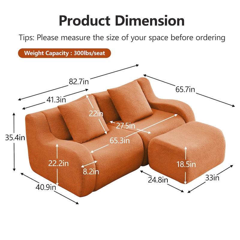 GDF Studio - Fairford L-Shaped 2-Seat Modular Sofa With Curved Armrests & Non-Slip Base
