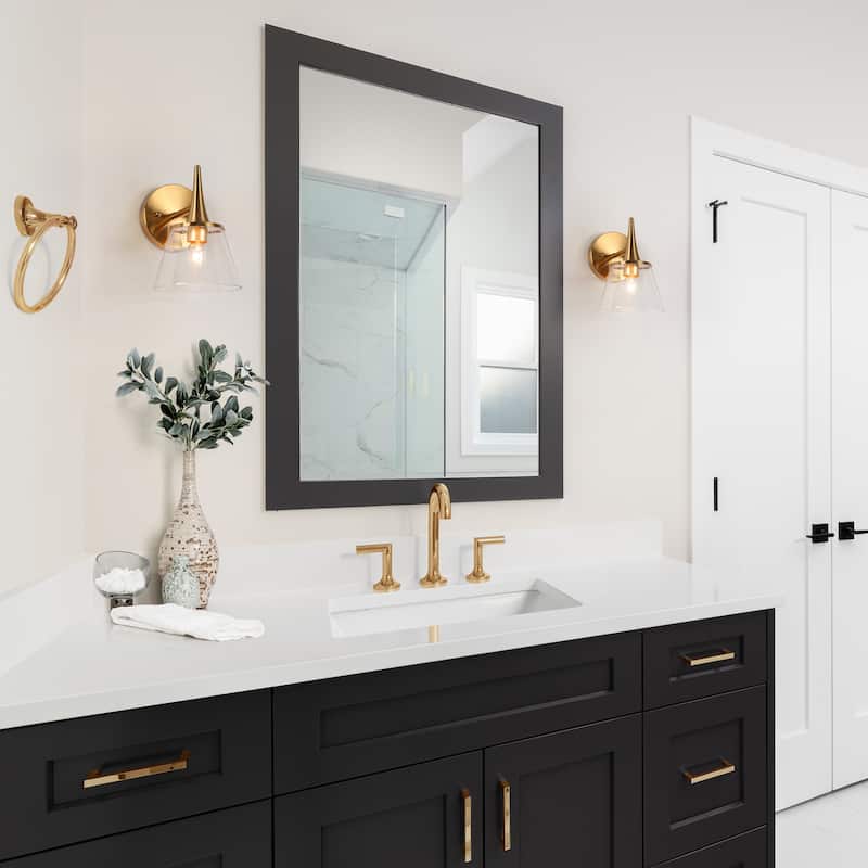 Mola Modern Gold 1-Light Bathroom Vanity Light Seeded Glass Wall Sconces - D 6" x H 9"