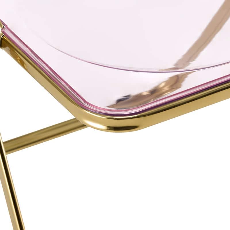 Lawrence Modern Foldable Transparent Acrylic Gold Chrome Folding Chair for Multipurpose Spaces Set of 2 - 30"