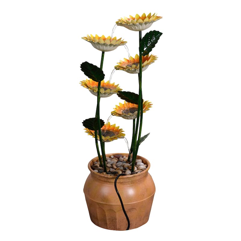 Cascading Sunflower Outdoor Garden Water Fountain - 33.75"