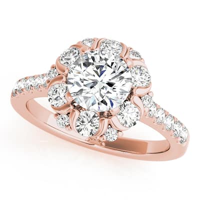 Auriya 14k Rose Gold Lab Grown Round Diamond Halo Engagement Ring 0.50 to 5.00 ct. tw. (F-G VS)