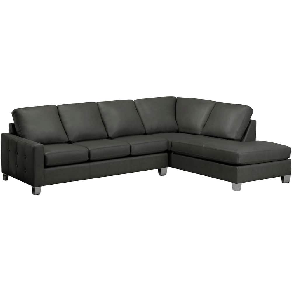 Dean Top Grain Italian Leather Tufted Sectional Sofa - 107 x 85 x 35 x 34