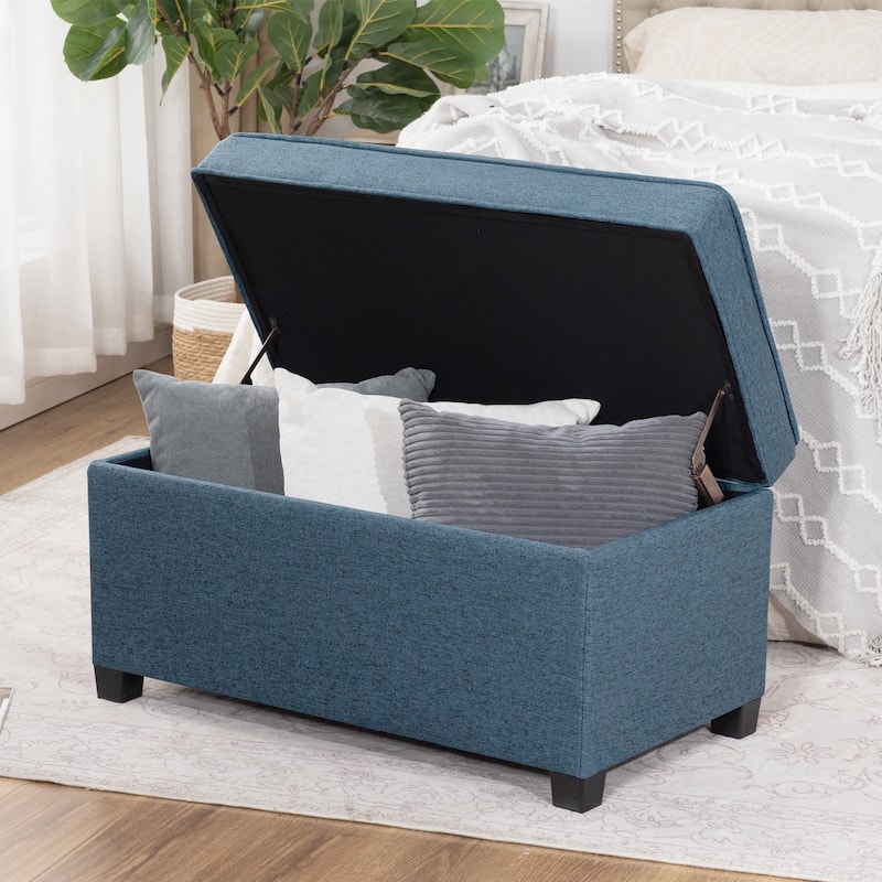 Adeco Linen Storage Ottoman Bench for Entryway or Bedroom