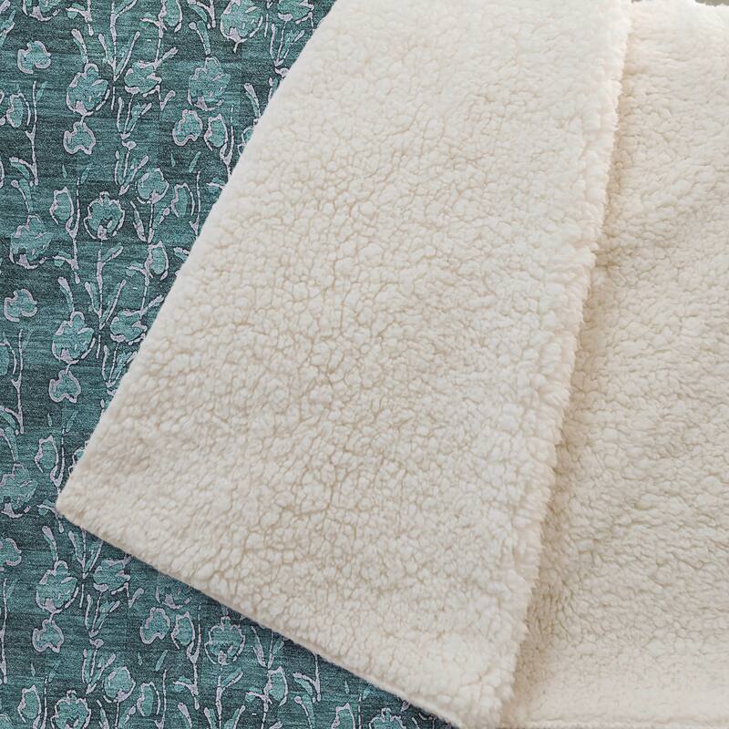 Premium Machine Washable Modern Floral Sherpa Throw Blanket