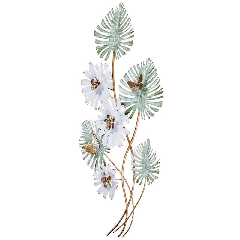 Daisy Bouquet Floral Wall Art Vertical 3D Metal Sculpture 36"x19"