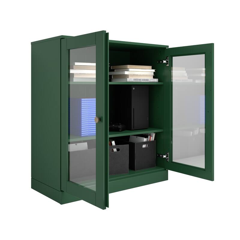 Palace Imports 100% Solid Wood TV Stand with Clear Glass Doors for TVs up to 32"