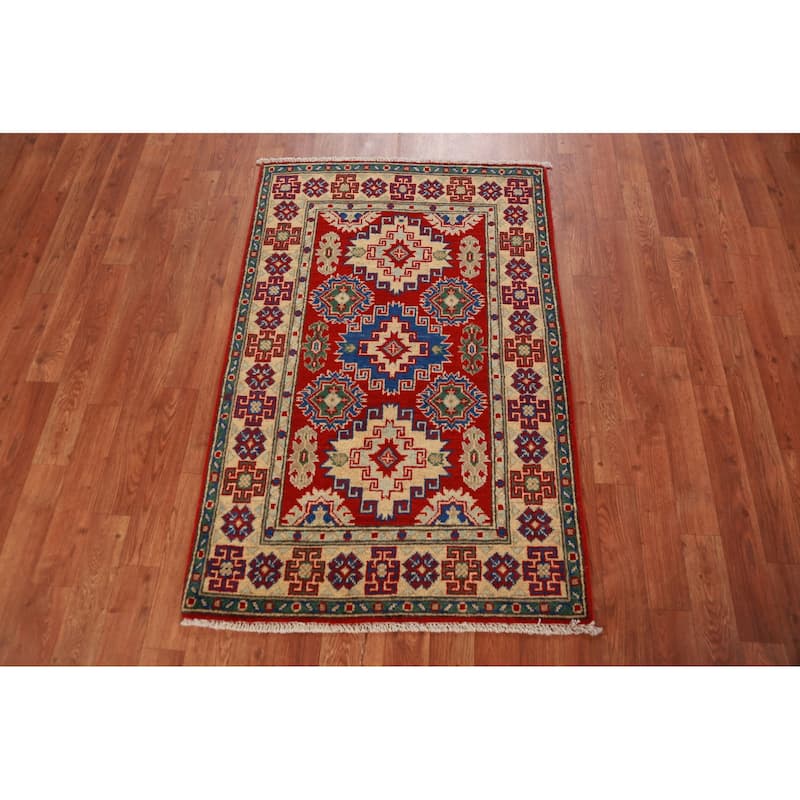 Red Kazak Foyer Rug Oriental Handmade Wool Carpet - 2'7"x 4'0"