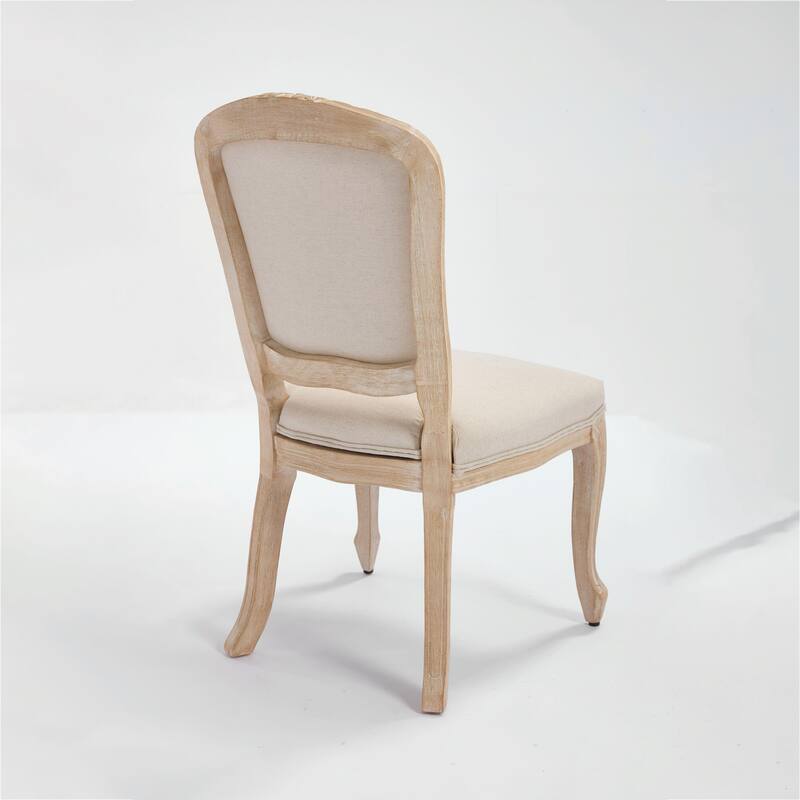 Set of 2 French Country Dining Chairs, Upholstered with Fan-Shaped Back