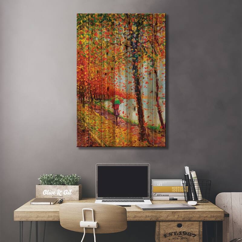 Emma Walks Lakeview Print On Wood by Iris Scott - Multi-Color