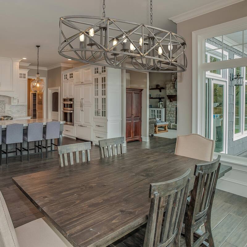 Golden Lighting Alcott 8-light Island Light in Antique Black Iron - Gold