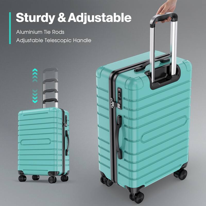 3-Piece ABS & PC Luggage Set Hardside Checked Spinner Lightweight Suitcase Carry,20in/24in/28in