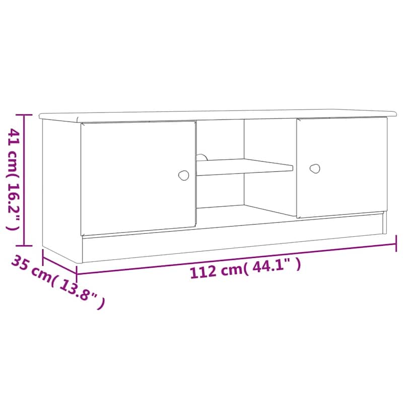 vidaXL TV Stand ALTA 44.1"x13.8"x16.1" Solid Wood Pine - 44.1" x 13.8" x 16.1"