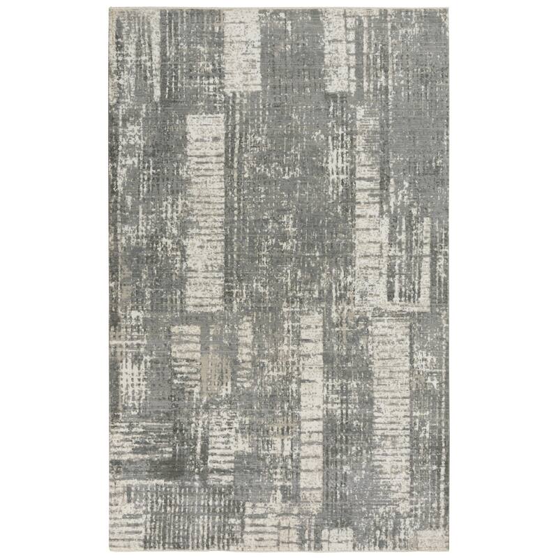 Alora Decor Aurora Transitional Abstract Wool/Tencel Area Rug - 8' x 10' - Gray/Light Gray