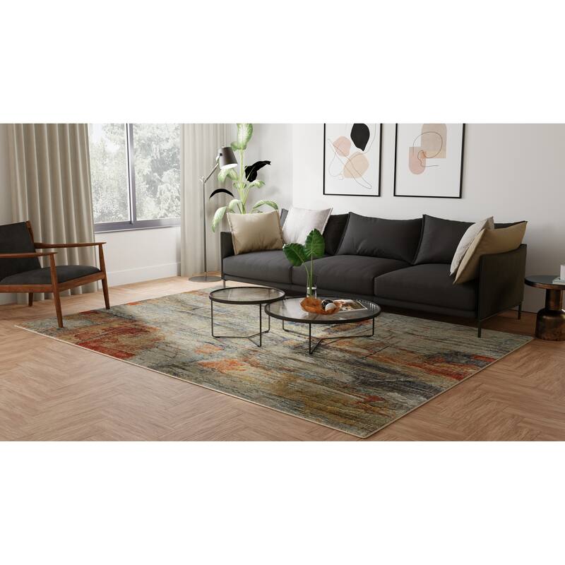 Grand Bazaar Hartman Machine Made Abstract Modern Area Rug