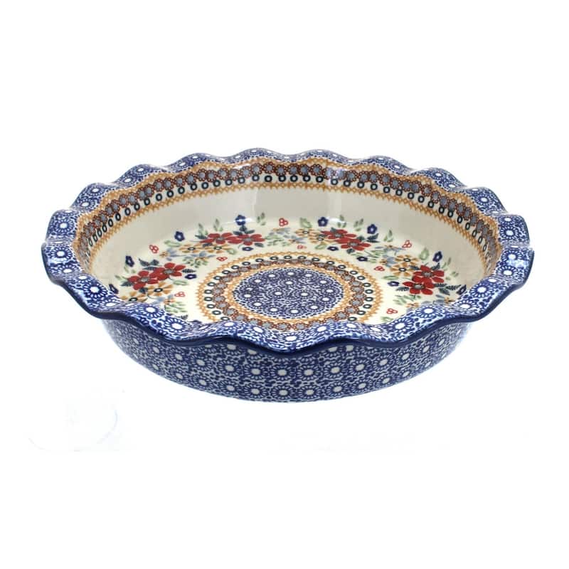 Blue Rose Polish Pottery Z159 Manufaktura Pie Plate