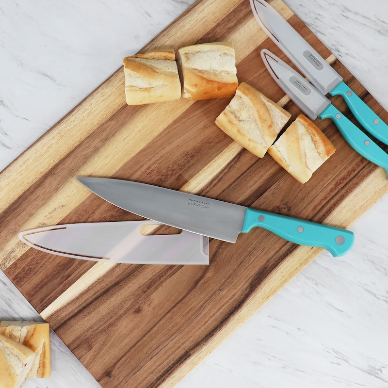 Martha Stewart Everyday Keswick 3 Piece Cutlery and Sheath Set in Teal