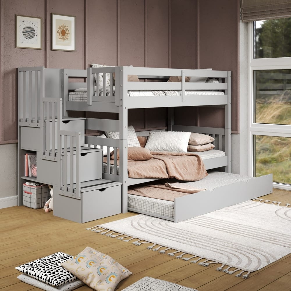Taylor & Olive Trillium Twin over Twin Stairway Bunk Bed, Twin Trundle