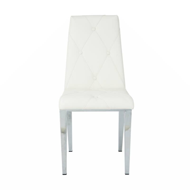 Modern simple light luxury dining chair Home bedroom stool back PU electroplated chair legs (set of 2)