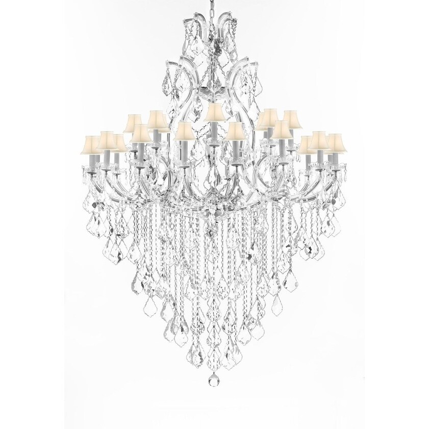 Crystal Chandelier Silver With White Shades - Chandeliers For Bedrooms by Overstock.com