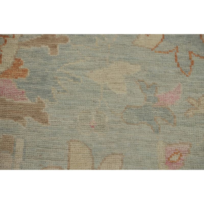 Handmade Wool Oushak Vegetable Dye Large Rug, Floral Geometric Carpet - 14' 0'' X 10' 3''