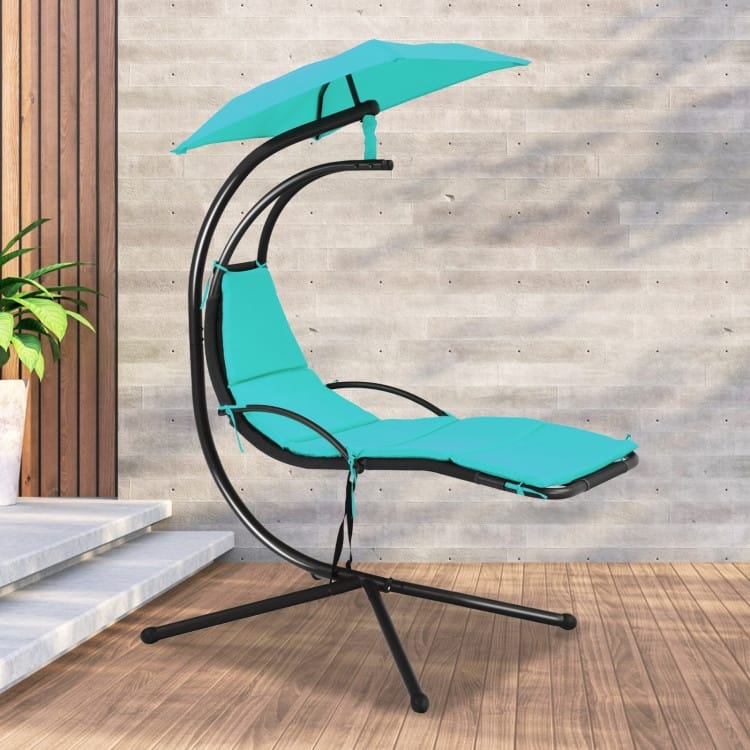 Patio Hanging Hammock Chaise Lounge Chair with Canopy Cushion for Outdoors - 47'' x 70'' x 82'' (L x W x H)