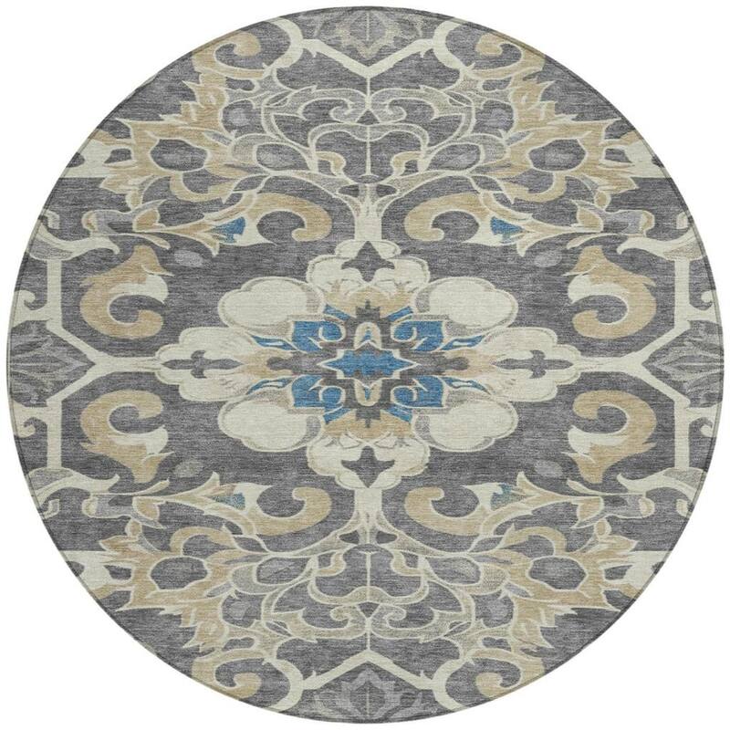 HomeRoots Damask Traditional Rectangle Outdoor Rug