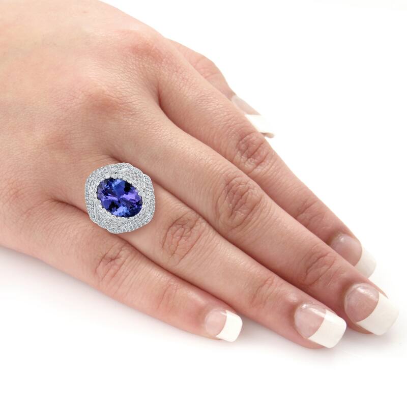 Auriya 14k White Gold 5 1/4ct Tanzanite and 2 1/4ct TDW Diamond Ring