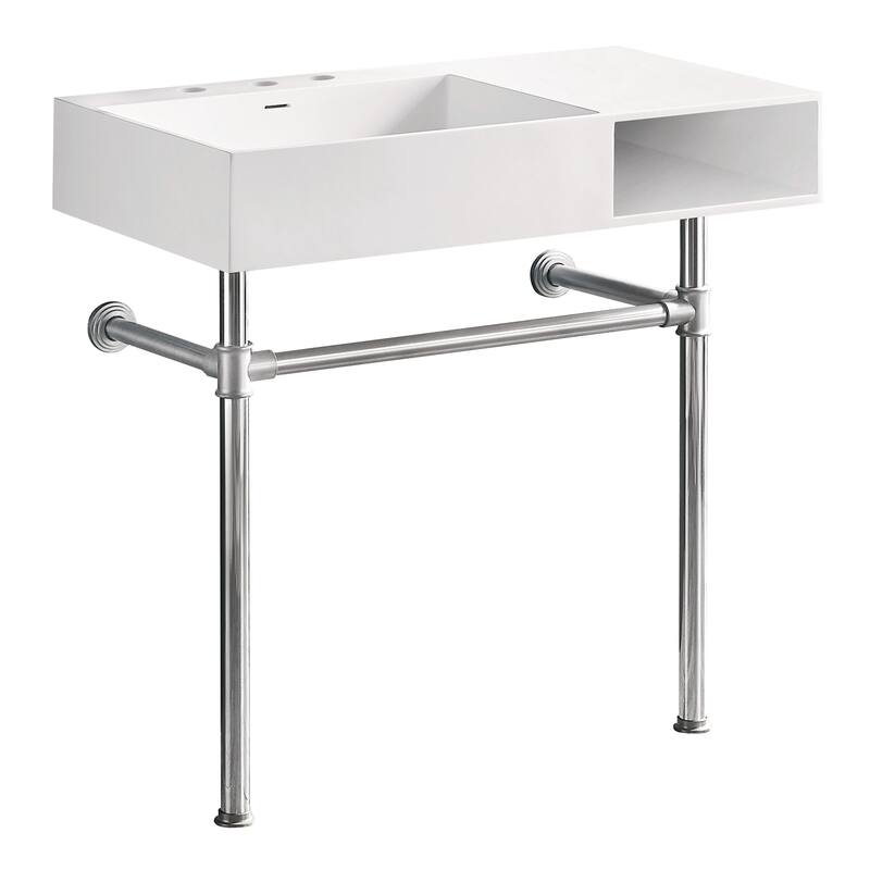 Kingston Brass KVPB3368SQA8-A-SET Aurelius 36-5/8" Rectangular Solid - Matte White / Polished Chrome