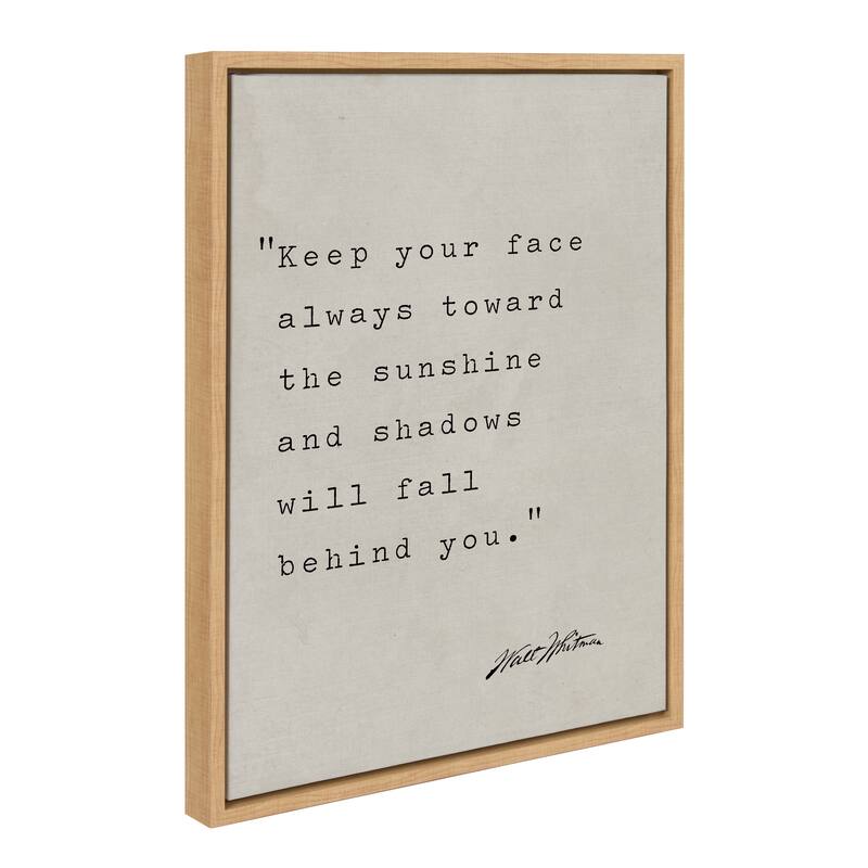 Kate and Laurel Sylvie Keep Your Face Walt Whitman Framed Canvas by Saint and Sailor Studios - 18x24 - Natural