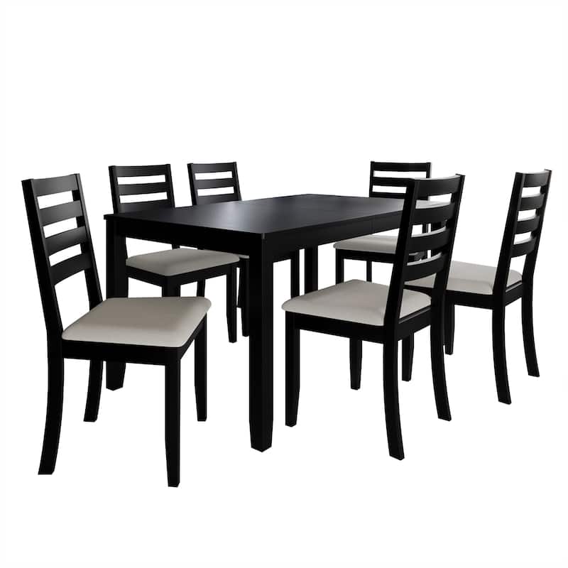 CraftPorch Simple Timeless 7-piece Wooden Dining Set - Black
