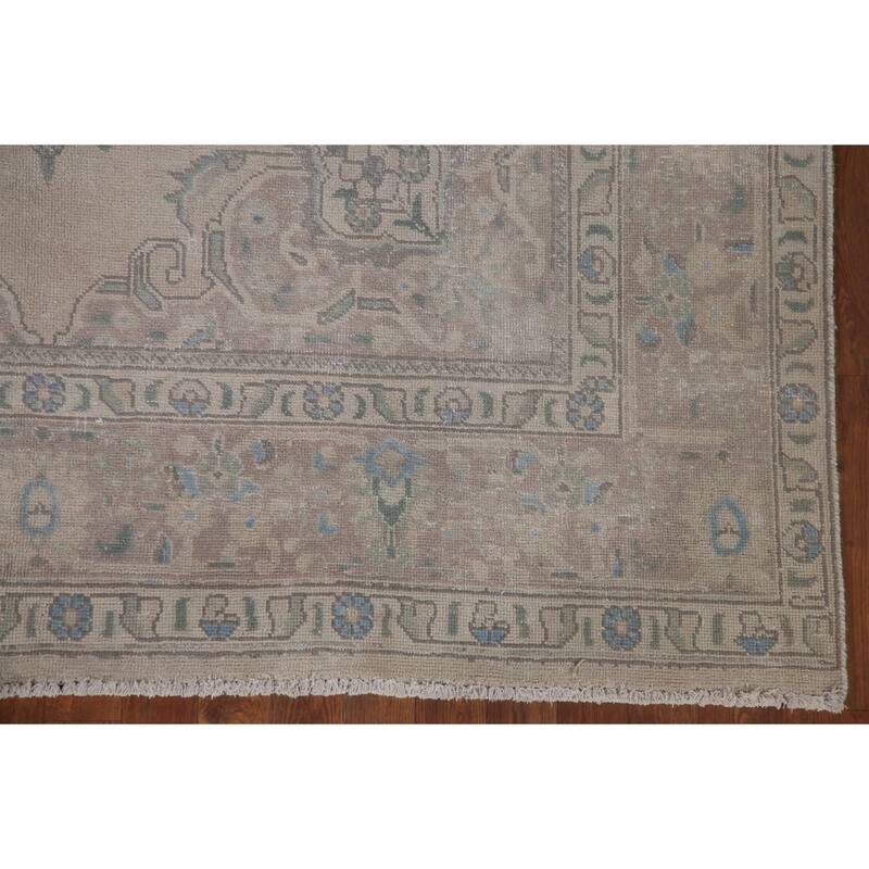 Distressed Tabriz Persian Vintage Rug Living Room Handmade Wool Carpet - 6'4" x 9'1"