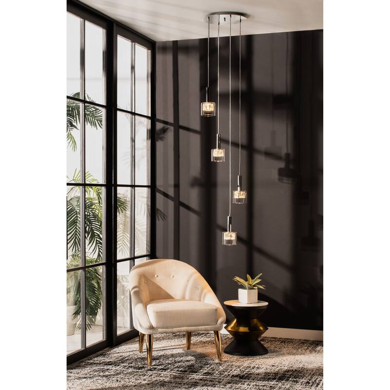 SAFAVIEH Lighting Eban Pendant - 15.3"x15.3"x52.28-82.28"