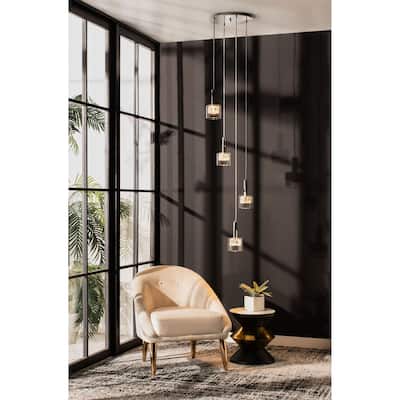 SAFAVIEH Lighting Eban Pendant - 15.3"x15.3"x52.28-82.28"