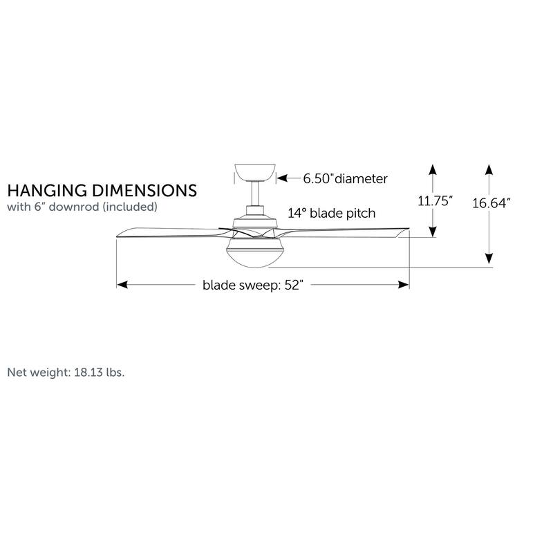 Barlow 52 inch Indoor/Outdoor Ceiling Fan with LED CCT Select Light Kit Black with Black blades