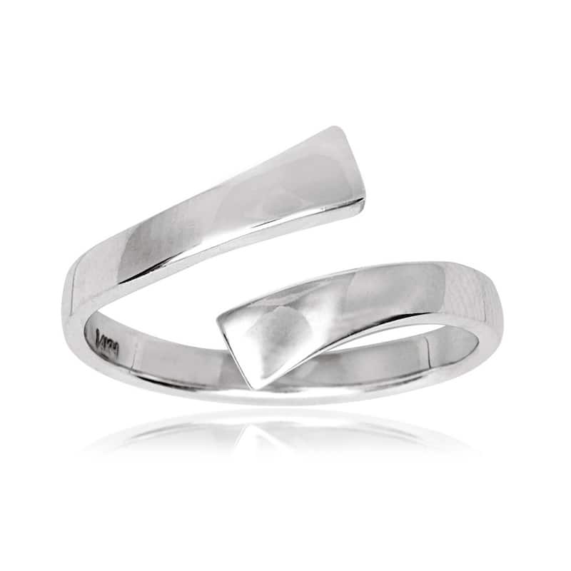 Curata 925 Sterling Silver Polished Bypass Adjustable Toe ring