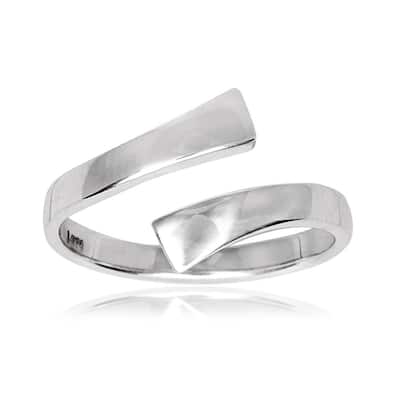 Curata 925 Sterling Silver Polished Bypass Adjustable Toe ring