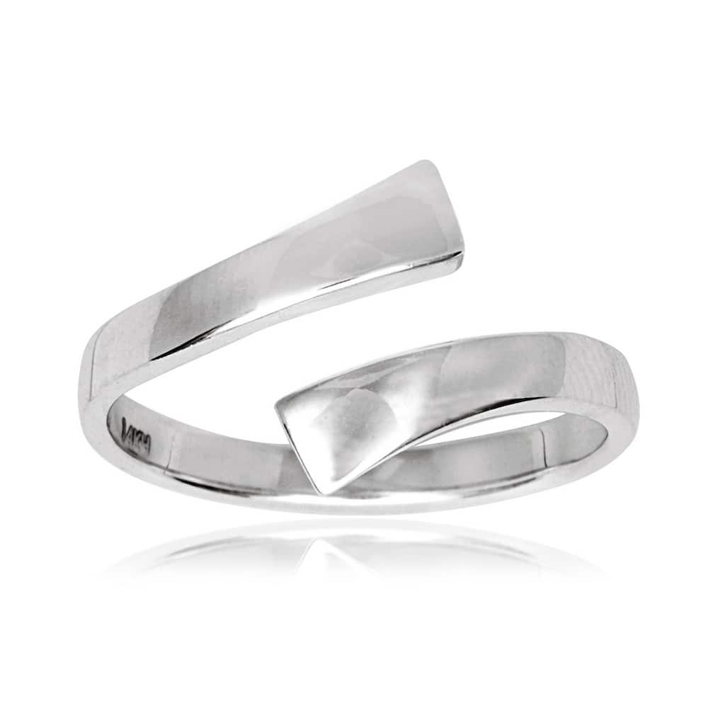 Curata 925 Sterling Silver Polished Bypass Adjustable Toe ring