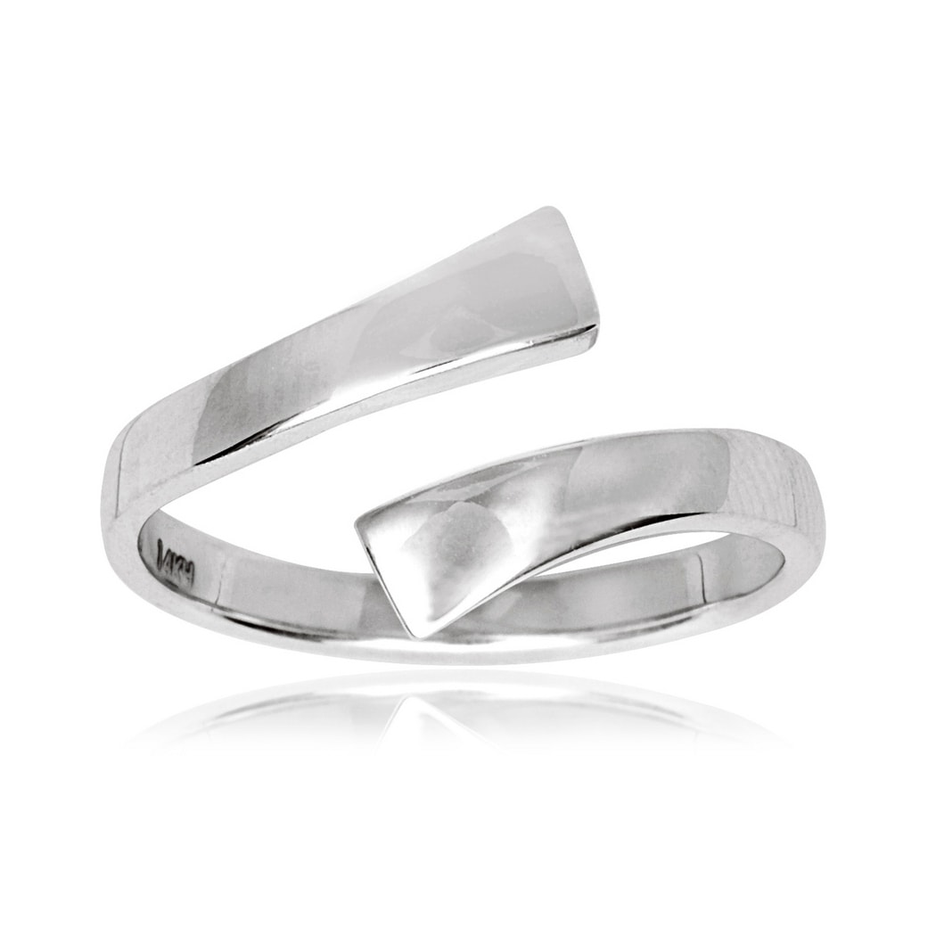 Curata 925 Sterling Silver Polished Bypass Adjustable Toe ring