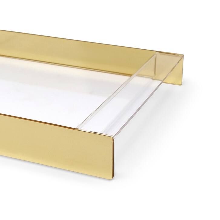 Acrylic Serving Tray with Gold Sides, 17.75"L