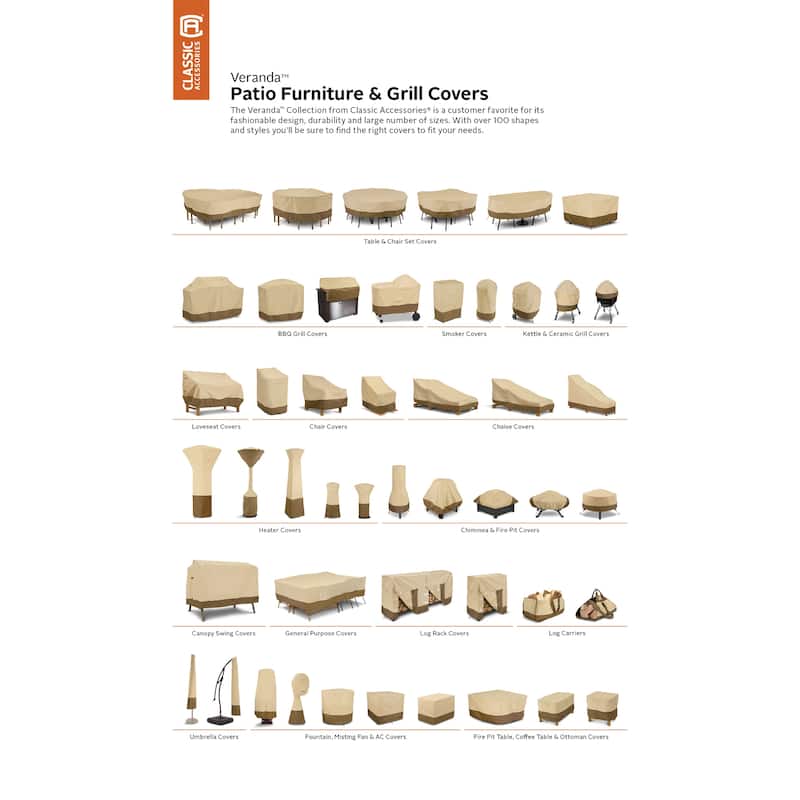 Classic Accessories Veranda Water-Resistant 22 Inch Round Table Top Grill Cover & Carry Bag