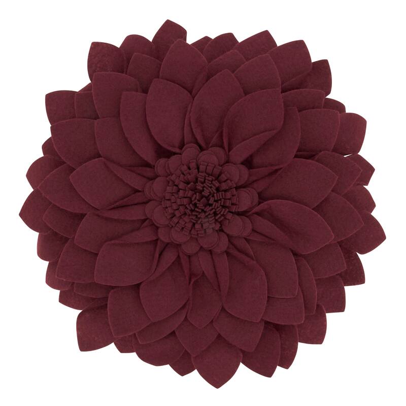 Felt Flower Design Throw Pillow - Wine - 13"x13"