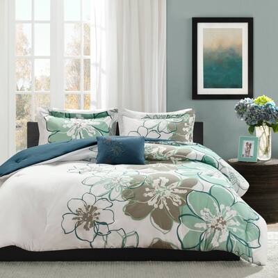 Skylar Blue/ Grey Printed Comforter Set by Mi Zone
