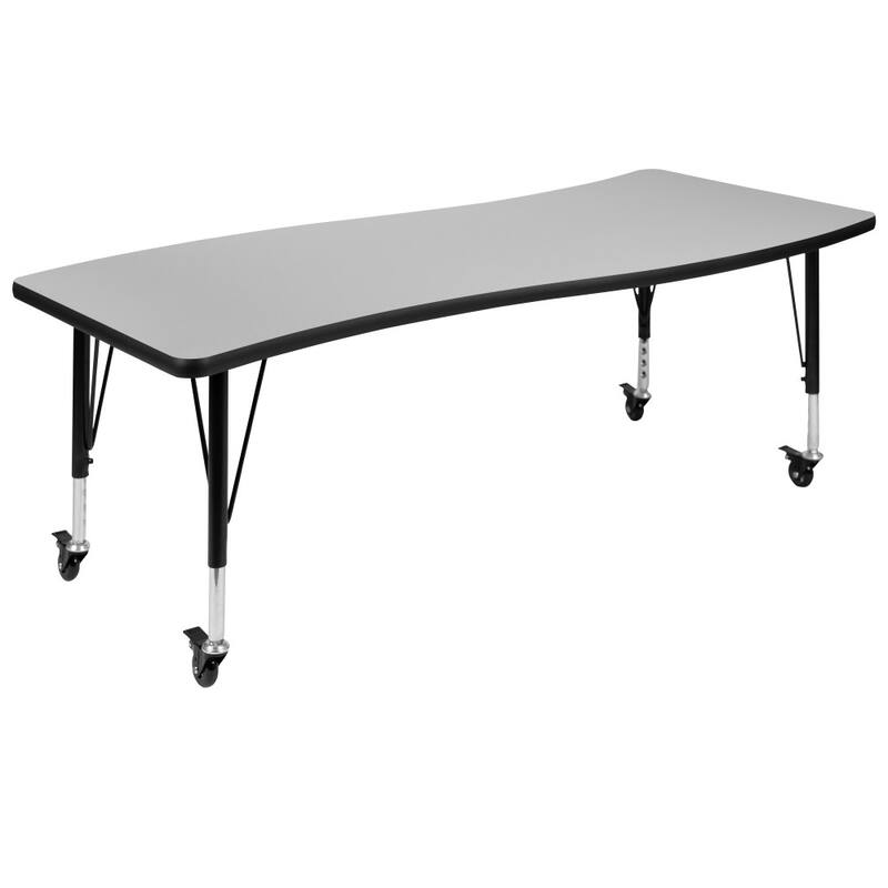 3PC Mobile 86" Oval Wave Flexible Grey Kids Adjustable Activity Table Set