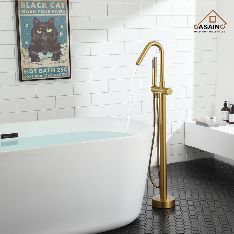 CASAINC Freestanding Single-Handle Bathtub Faucet with Hand Shower