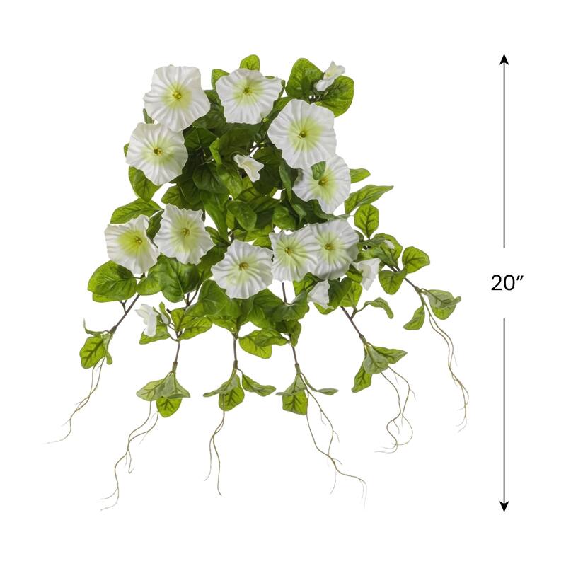 Artificial Petunia Floral Bush Spray - 20" - White