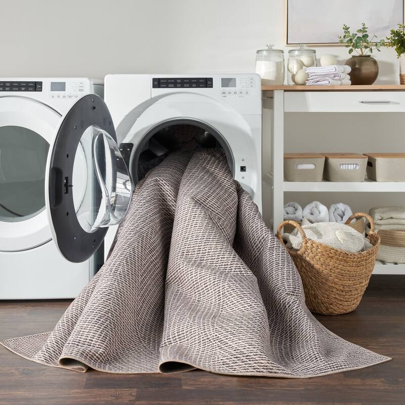 Nourison Washables Indoor Grey Abstract Area Rug
