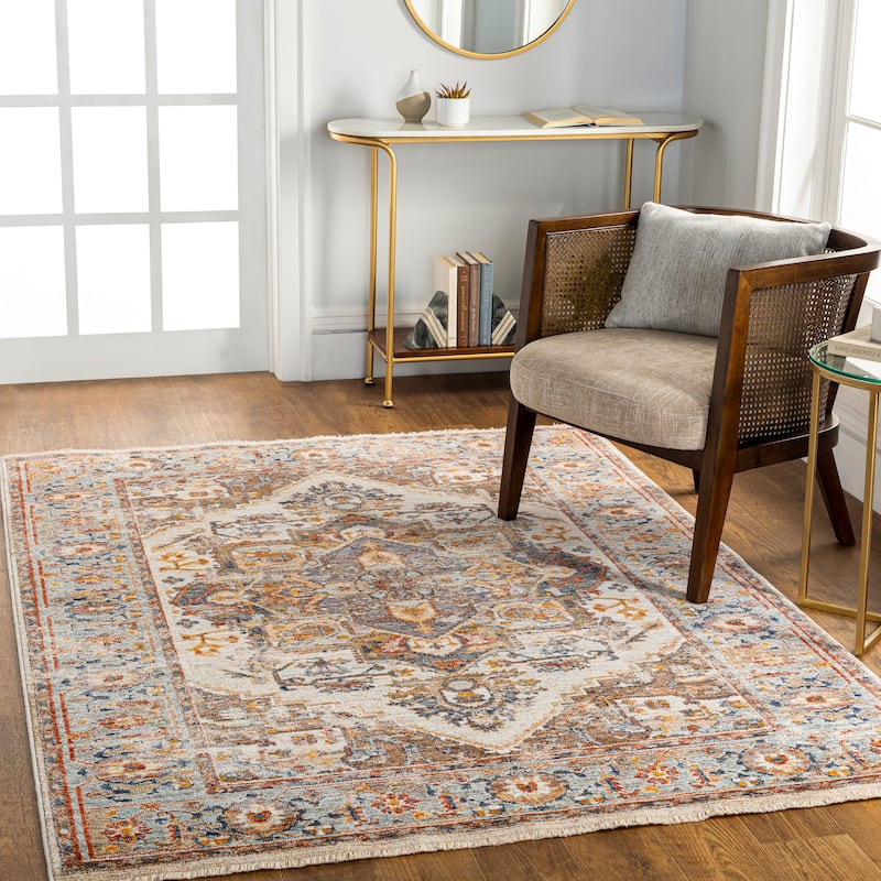 Livabliss Neval Traditional Medallion Area Rug - Rust/Beige - 3' 2" x 7' 3"
